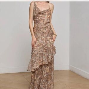 L’agence Leopard-Paisley Print Viola Gown